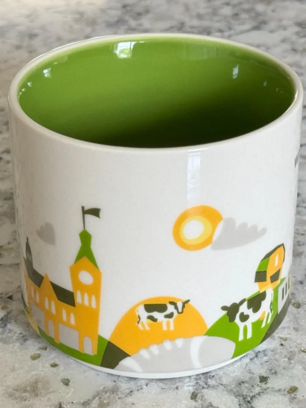 Starbucks Wisconsin You Are Here 14oz Mug 2014 Green Interior Collectible Disc.
